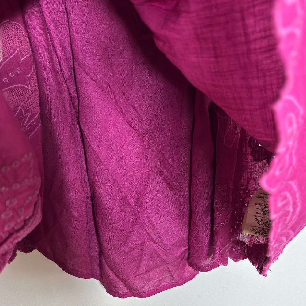 Free‎ People Short Sleeve Serenity Dress in Fuchsia Dragonfruit Punch Size M NWT - Picture 7 of 15